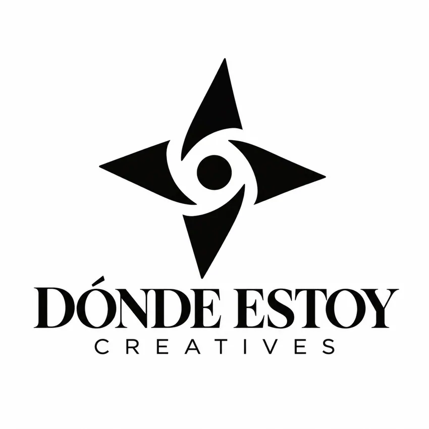 Black and white Dónde Estoy Creatives compass logo concept