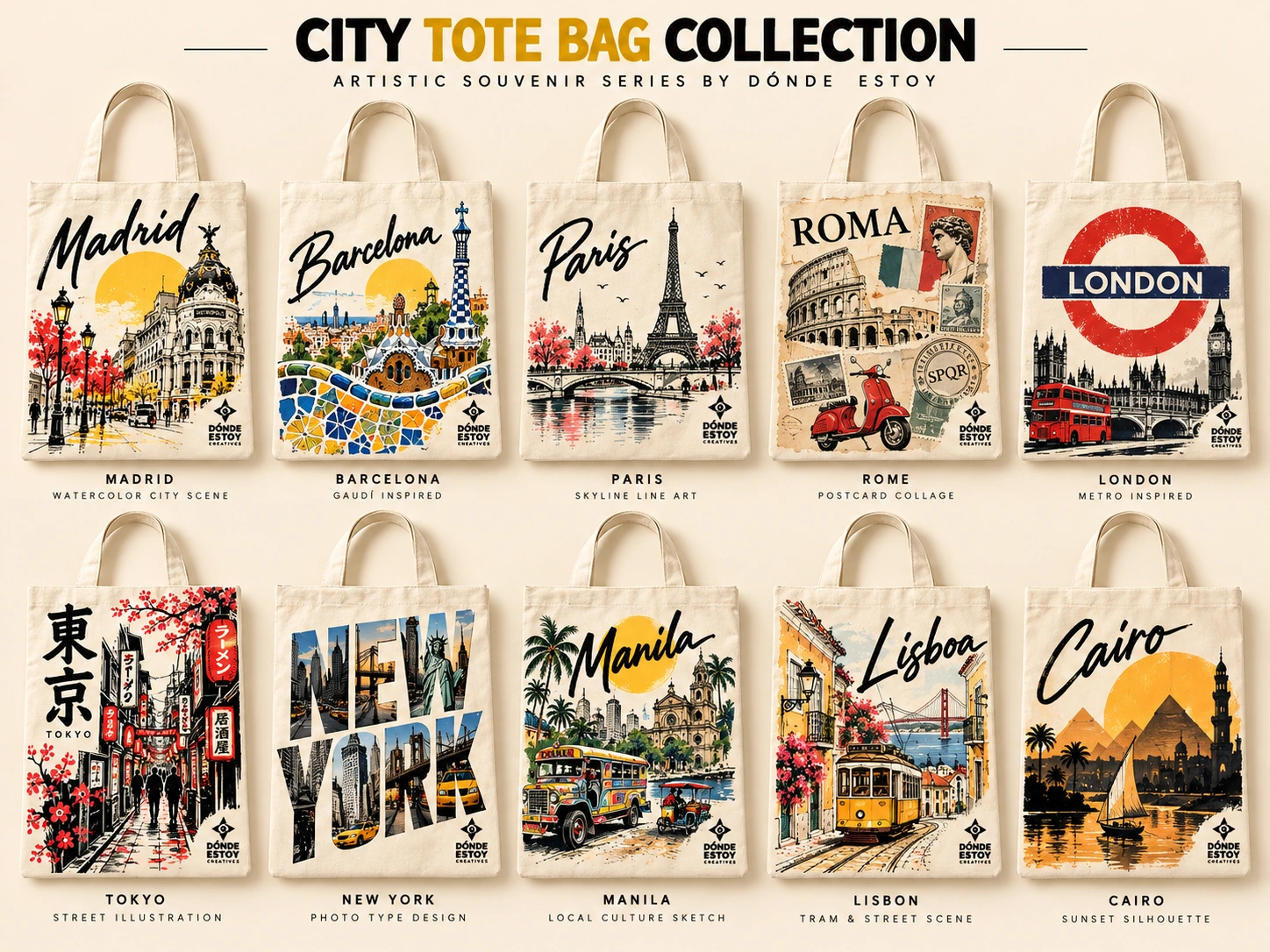 City Tote Bag Collection — concept collection artwork